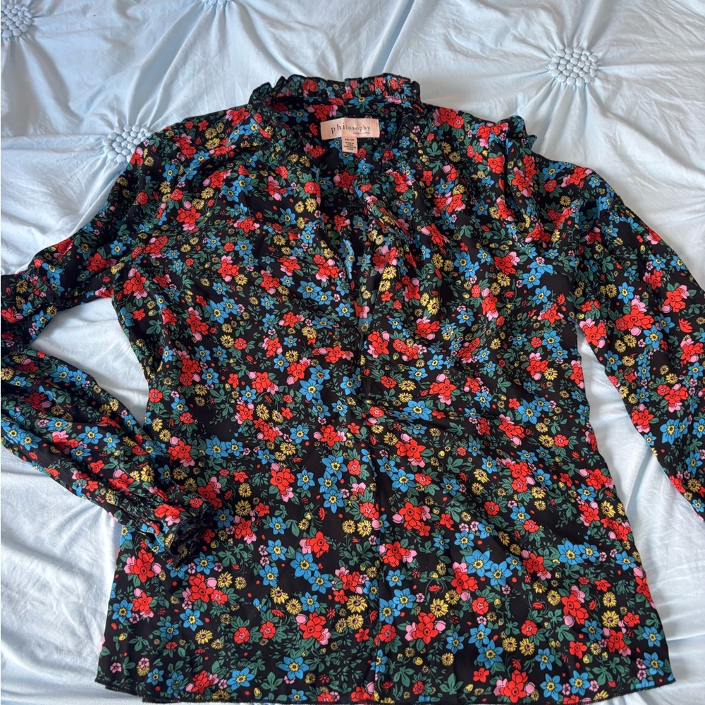 Philosophy 70s Style Floral Blouse